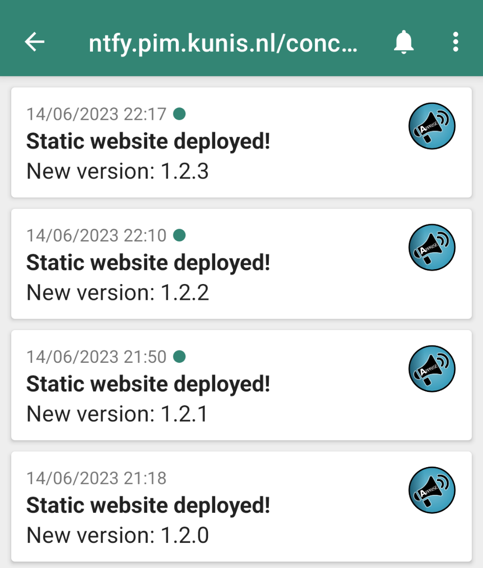 picture showing my Ntfy app with the Apprise notification